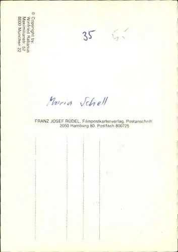 Ak Schauspielerin Maria Schell, Portrait, Autogramm, Brunnen, Kleid