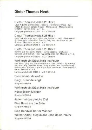 Ak Sänger Dieter Thomas Heck, Portrait, Autogramm