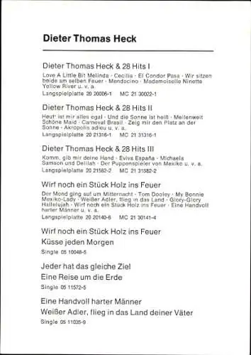 Ak Sänger Dieter Thomas Heck, Portrait, Autogramm