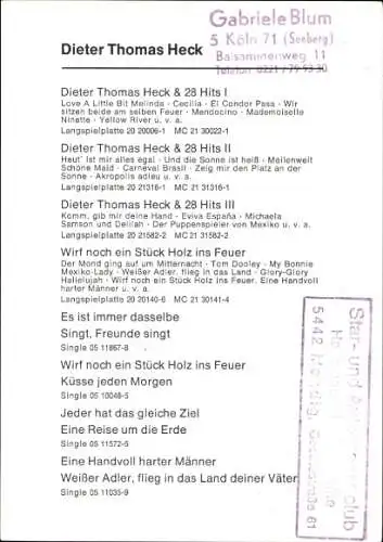 Ak Sänger Dieter Thomas Heck, Portrait, Autogramm