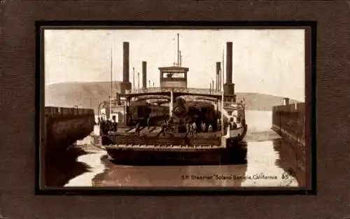 Passepartout Ak Benicia Kalifornien USA, S.P. Steamer Solano, Fährschiff