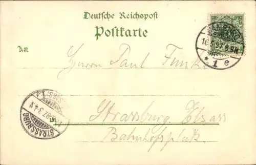 Litho Hamburg, Allg. Gartenbau Ausstellung 1897, St. Michaeliskirche, Anlagen