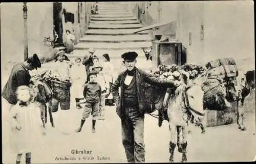 Ak Gibraltar, Artichokes and Water sellers, Wasserverkäufer