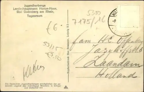 Ak Bad Godesberg Bonn am Rhein, Jugendherberge Landeshauptmann Horion-Haus, Tagesraum