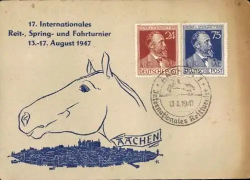 Ak Aachen in Nordrhein Westfalen, 17. Internationales Reitturnier, Springturnier, Fahrturnier 1947