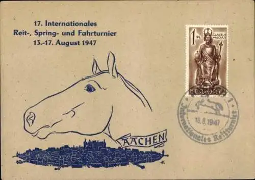 Ak Aachen in Nordrhein Westfalen, 17. Internationales Reitturnier, Springturnier, Fahrturnier 1947