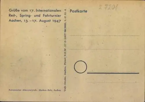 Ak Aachen in Nordrhein Westfalen, 17. Internationales Reitturnier, Springturnier, Fahrturnier 1947