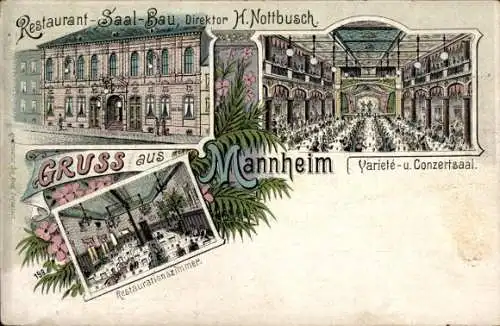 Litho Mannheim in Baden, Restaurant-Saal-Bau, Variete- und Konzertsaal