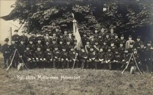 Ak Hilbersdorf in Sachsen, Königlich sächsischer Militärverein, Männer in Uniformen