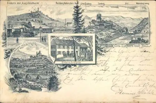 Litho Hessental Schwäbisch Hall in Württemberg, Einkorn, Aussichtsturm, Forsthaus