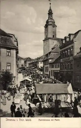 Ak Ilmenau im Ilm Kreis Thüringen, Marktstraße, Markt, Kirche