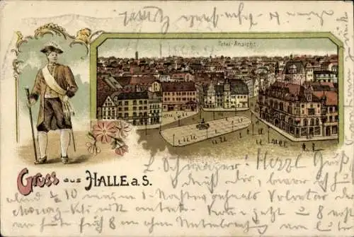 Litho Halle an der Saale, Totalansicht, Hallore