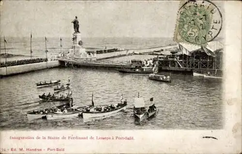 Ak Port Said Ägypten, Einweihung der Statue von Ferdinand de Lesseps