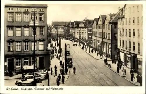 Ak Kassel in Hessen, Blick vom Altmarkt auf Holzmarkt, Rheika Lebensmittel, Gasthaus Peter, Bank