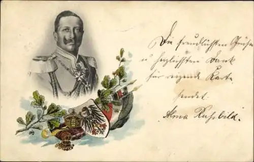 Wappen Litho Kaiser Wilhelm II., Portrait