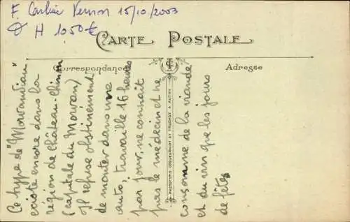Ak Morvan Nièvre, Alter Mann in Volkstracht