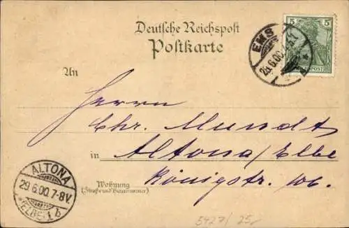 Litho Bad Ems an der Lahn, Totalansicht, Malbergbahn, Kaiser Wilhelm Denkmal