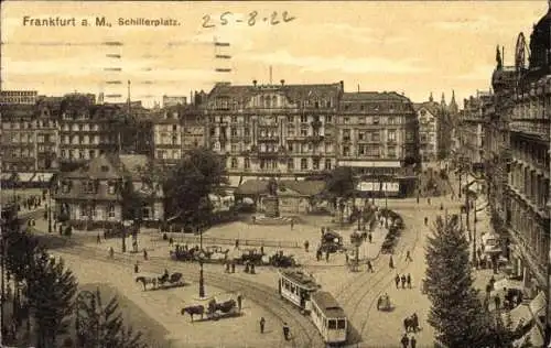 Ak Frankfurt am Main, Schillerplatz, Straßenbahn