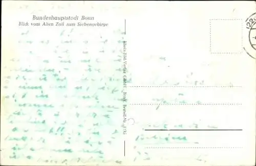 Ak Bonn am Rhein, Blick vom alten Zoll zum Siebengebirge