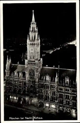 Ak München, Rathaus bei Nacht