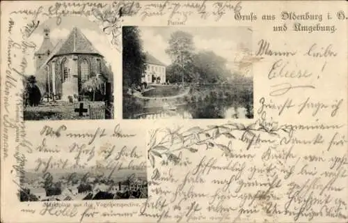 Ak Oldenburg in Holstein, Kirche, Friedhof, Marktplatz, Vogelperspektive, Putlos