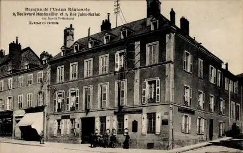 Ak Limoges Haute Vienne, Banque de l'Union Regionale, 2 Boulevard Montmailler et 1, Rue Jules Neriac