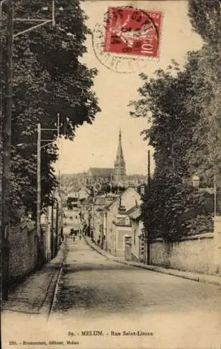 Ak Melun Seine et Marne, Rue Saint-Liesne