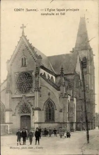 Ak Conty Somme, Kirche, Portal