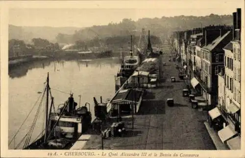 Ak Cherbourg Manche, Quai Alexandre III, Bassin du Commerce