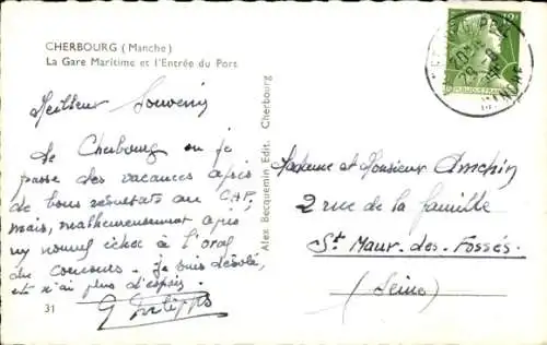 Ak Cherbourg Manche, Gare Maritime, Entree du Port