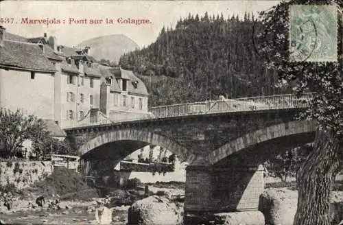 Ak Marvejols Lozère, Pont sur la Colagne