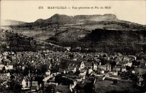 Ak Marvejols Lozère, Vue generale, Pic du Midi