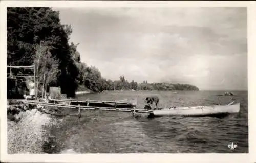 Ak Excenevex Haute Savoie, Barques au bord du Leman