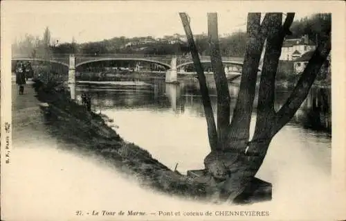 Ak Chennevières Val de Marne, Pont und Coteau