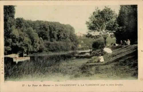 Ak Champigny Marne, in La Varenne am rechten Ufer