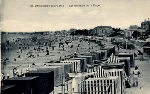 Ak Pornichet Loire Atlantique, Gesamtansicht des Strandes