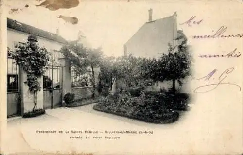 Ak Villiers sur Marne Val de Marne, Pensionat de la Sainte Famille, Eingang zum Pepit-Pavillon