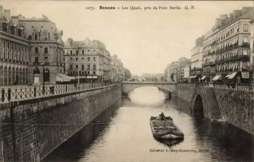 Ak Rennes Ille et Vilaine, Le Quais, aufgenommen von der Berliner Brücke