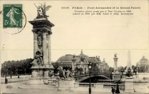 Ak Paris VII, Pont Alexandre III, Grand Palais