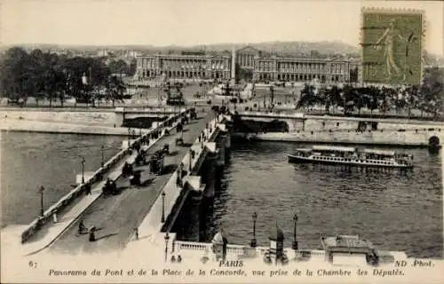 Ak Paris VIII., Place de la Concorde, Brücke, Abgeordnetenkammer