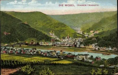 Ak Traben Trarbach an der Mosel, Blick zum Ort