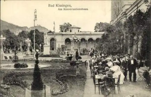 Ak Bad Kissingen Unterfranken Bayern, Konversationshaus, Terrasse, Personen