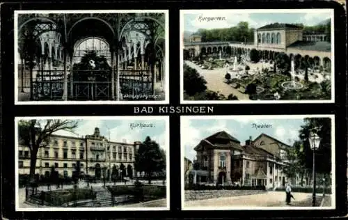 Ak Bad Kissingen Unterfranken Bayern, Theater, Kurhaus, Kurgarten