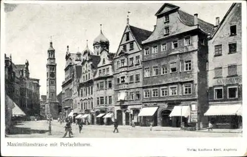 Ak Augsburg in Schwaben, Maximilianstraße, Perlachturm