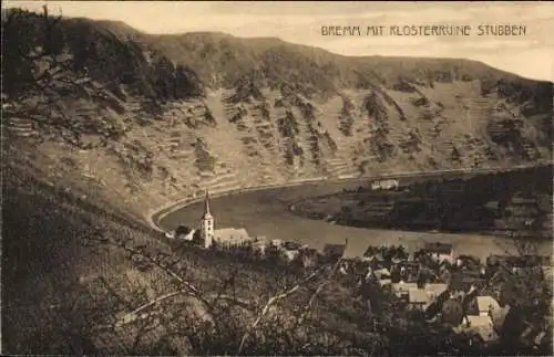 Ak Bremm an der Mosel, Teilansicht, Klosterruine Stubben