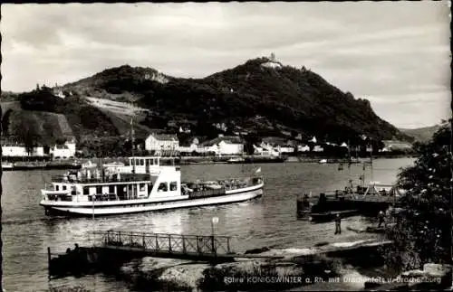 Ak Königswinter am Rhein, Drachenfels, Drachenburg, Fähre