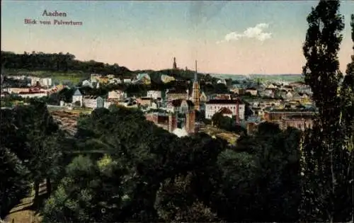 Ak Aachen in Nordrhein Westfalen, Teilansicht, Blick vom Pulverturm