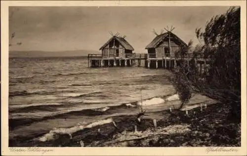 Ak Unteruhldingen Uhldingen Mühlhofen am Bodensee, Pfahlbauten