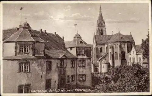 Ak Hardheim im Odenwald Baden, Schloss, Kirche, Pfarrhaus