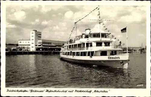 Ak Friedrichshafen am Bodensee, Hafenbahnhof, Motorschiff Schwaben